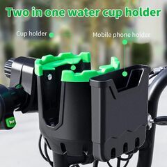 オレンジ Aumotop 自転車カップホルダー 2 in 1 カップホルダー 電話ホルダー/オーガナイザー付き ユニバーサル360°回転カップホルダー 自転車 ベビーカー オートバイ スクーター ウォーカー バイク 車椅子 ウォーカーの画像