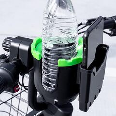 オレンジ Aumotop 自転車カップホルダー 2 in 1 カップホルダー 電話ホルダー/オーガナイザー付き ユニバーサル360°回転カップホルダー 自転車 ベビーカー オートバイ スクーター ウォーカー バイク 車椅子 ウォーカーの画像