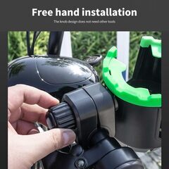 オレンジ Aumotop 自転車カップホルダー 2 in 1 カップホルダー 電話ホルダー/オーガナイザー付き ユニバーサル360°回転カップホルダー 自転車 ベビーカー オートバイ スクーター ウォーカー バイク 車椅子 ウォーカーの画像