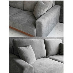 【美品】コーデュロイソファ　3人掛け・グレーの画像