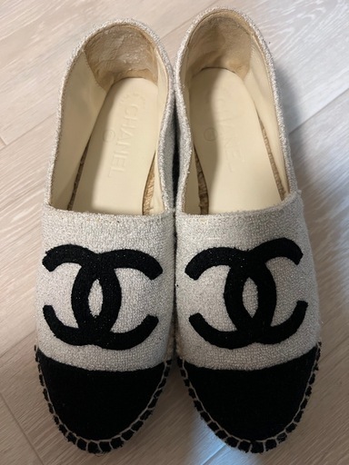 CHANEL エスパドリーユ　シルバーラメ×ブラック