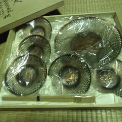 【取引成立】玉利久 純銅五君子茶托 香梅盛器 揃 6客セット （...
