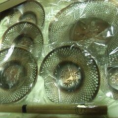【取引成立】玉利久 純銅五君子茶托 香梅盛器 揃 6客セット （未使用品）お譲りします。＊石川県＊美川より＊期間限定の画像