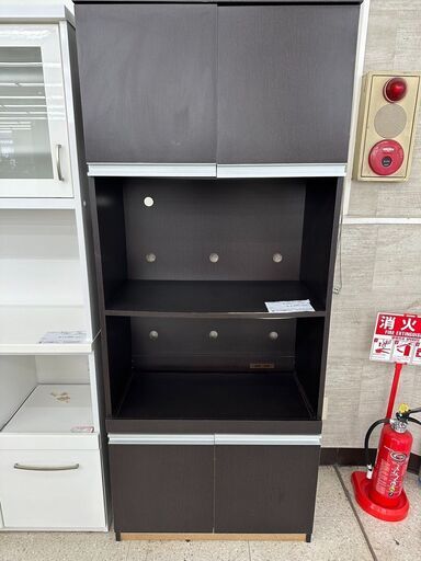 ★ジモティ割あり★ (株)ベガコーポレーション 食器棚 ダークブラウン H182×D40×W75 クリーニング済み TJ8036