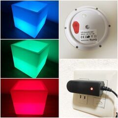 LEDプランター ライトニングキューブポットRGB間接照明　光るLEDファニチャー防水・装飾・電飾　光る家具シリーズ展示品・アウトレットの画像