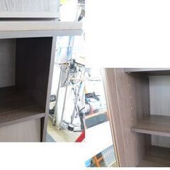 値下げ 幅80㎝ フラップ扉 本棚 大容量 高さ181×奥行39.5㎝ 収納棚 木製 ブラウン 茶 日本製 札幌 北20条店の画像