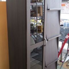 値下げ 幅80㎝ フラップ扉 本棚 大容量 高さ181×奥行39.5㎝ 収納棚 木製 ブラウン 茶 日本製 札幌 北20条店の画像