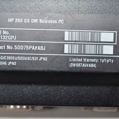 中古良品 省スペースminiPC HP 260 G3 DM/celeron-3865U/メモリ4GB/HDD500GB/Windows 11の画像