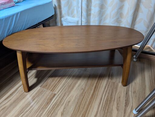 折りたたみ ウォールナ ット ローテーブル 棚付き（幅950×奥行420×高さ355）
