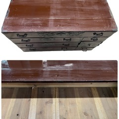 NO.1699【傷汚れ多】【鍵なし】仙台箪笥 タンス 和箪笥 収納家具 中古の画像