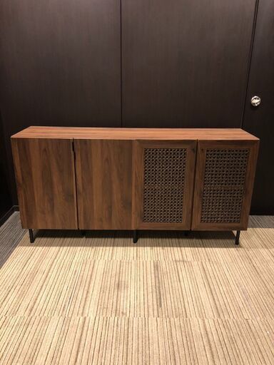 【展示品・未使用品】キャビネット リビングボード ラタン調 幅160cm 参考価格39990円?自社配送時?代引き可?※現金、クレジッ