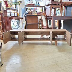 Mitsuya工房 テレビボード 天然木 脚付き ブラウン 4枚扉 幅134㎝ 参考