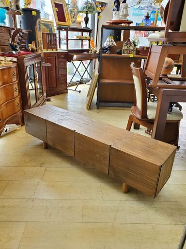 Mitsuya工房 テレビボード 天然木 脚付き ブラウン 4枚扉 幅134㎝ 参考