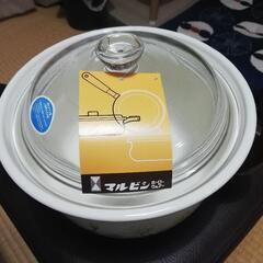 ホーロー両手鍋 花柄 未使用品 