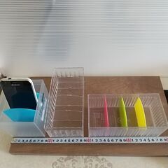値下げ 透明な小物入れ + リモコン入れ+カード入れ+蛍光ペンの画像