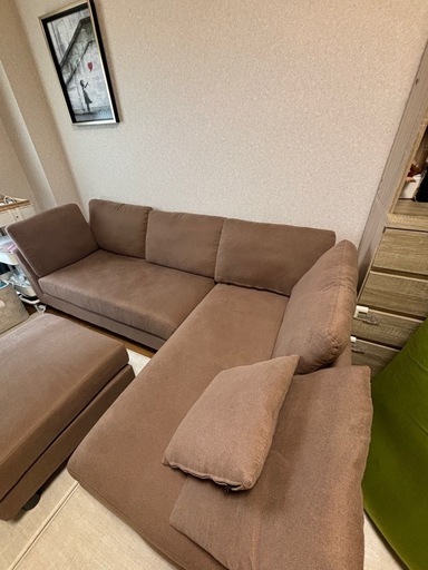 ソファ　3人がけ　ブラウン