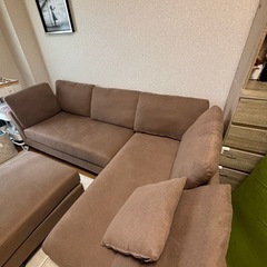 ソファ　3人がけ　ブラウン