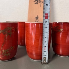 陶器 竹柄　有田焼 秀峰作 湯呑　5客セットの画像