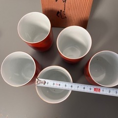 陶器 竹柄　有田焼 秀峰作 湯呑　5客セットの画像