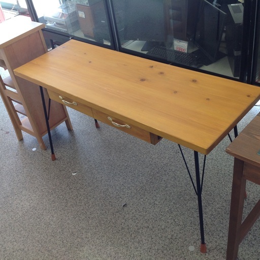 「ジモティー見た」で5％OFF！【デスク】デスク　作業台 インダストリアルデザイン:ライトブラウン