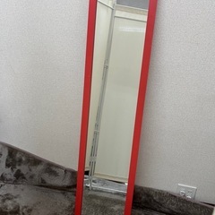 ぼん家具　全身鏡　赤フレーム