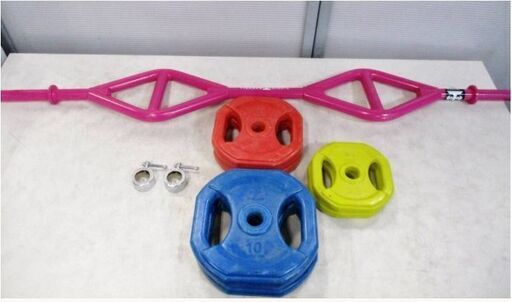 ironcompany　T-Gripバーベル＆ラバーダンベルセット＆IVANKOクリップ2個セット プレート(10㎏×2個、5㎏×2個、2.5㎏×2個)　トレーニング