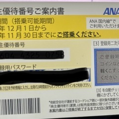 ANA株主優待券11月搭乗まで