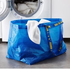中古美品　5点　セット　FRAKTA フラクタ　　トロリー用バッグ, ブルー, 73x35x30 cm 76 l　キャリーバッグ L, ブルー, 55x37x35 cm/71 l イケア　バッグ　エコバッグ　ランドリー　買い物　洗濯　旅行　丈夫　の画像