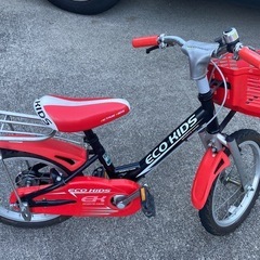 子供用 自転車 16インチ   ブラック＆レッド   の画像