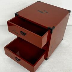 【根来塗】 小物箪笥 漆器 小物入れ  昭和レトロ 3段引出し アンティーク 小物チェスト N0322の画像