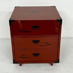 【根来塗】 小物箪笥 漆器 小物入れ  昭和レトロ 3段引出し ...