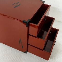 【根来塗】 小物箪笥 漆器 小物入れ  昭和レトロ 3段引出し アンティーク 小物チェスト N0322の画像