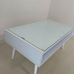 【ローテーブル】 机 ホワイト テーブル  （横80cm×縦45cm×高さ37cm）の画像