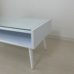 【ローテーブル】 机 ホワイト テーブル  （横80cm×縦45cm×高さ37cm）の画像