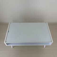 【ローテーブル】 机 ホワイト テーブル  （横80cm×縦45cm×高さ37cm）の画像