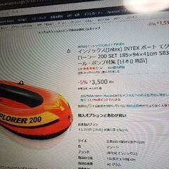 ゴム(ビニール)ボート　オール　※電動ポンプ付属　気室①②　中古品の画像