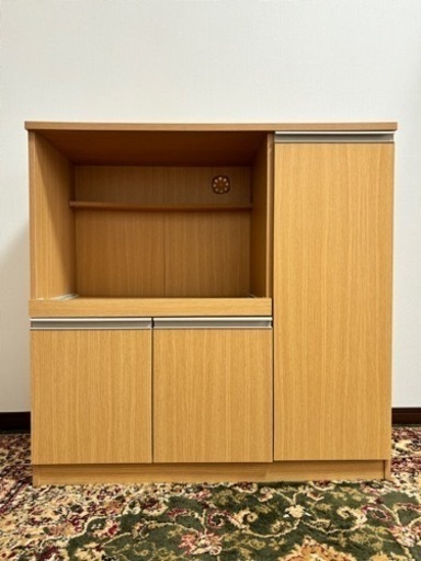 ニトリ/幅90cm/レンジ台/食器棚/RE9090/ライトブラウン