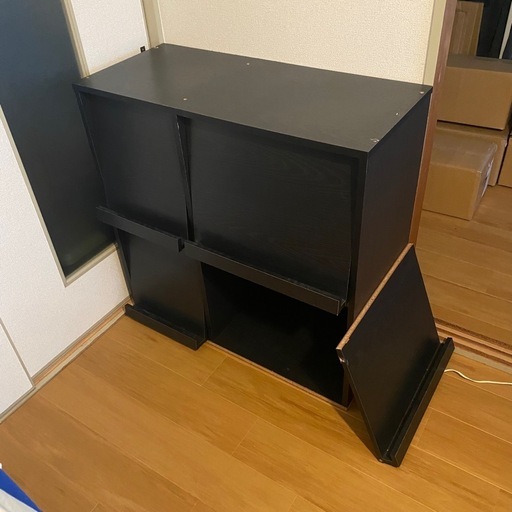 棚　フラップチェスト　幅90.2 奥行45.4　高さ　88.8 （cm） 　本棚　収納棚　本置き扉　テレビ台
