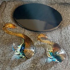 インテリア、ガラスのスワン置物(西野まで)の画像