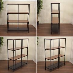 【八直2/9終了】≪yt1571ジ限≫ IKEA/イケア シェルフユニット FJALLBO/フィエルボ 幅100cm 奥行36cm 4段 インダストリアル系/アイアン 飾り棚/オープン棚/オープンラック/中古家具/宮城県仙台市 現状品 60706-05の画像