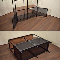 【ジモ受渡終了8/24】≪yt1572ジ限≫ IKEA/イケア シェルフユニット FJALLBO/フィエルボ 幅100cm 奥行36cm 3段 扉付き インダストリアル系/アイアン 飾り棚/オープン棚/オープンラック/中古家具/宮城県仙台市 現状品 60706-06の画像