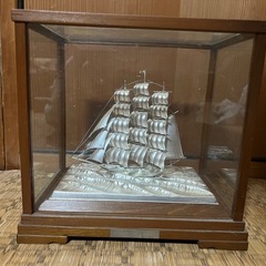 【GO-130】純銀 帆船 置物 シルバー 武比古