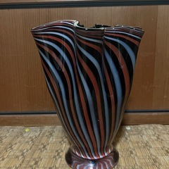 【GO-131】ミッドセンチュリー フリル花瓶 マーブル 昭和レトロの画像