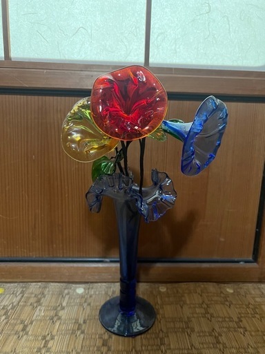 【GO-132】琉球ガラス アサガオ 朝顔 花瓶