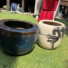 【無料であげます！】陶器の植木鉢・火鉢？　龍の画像