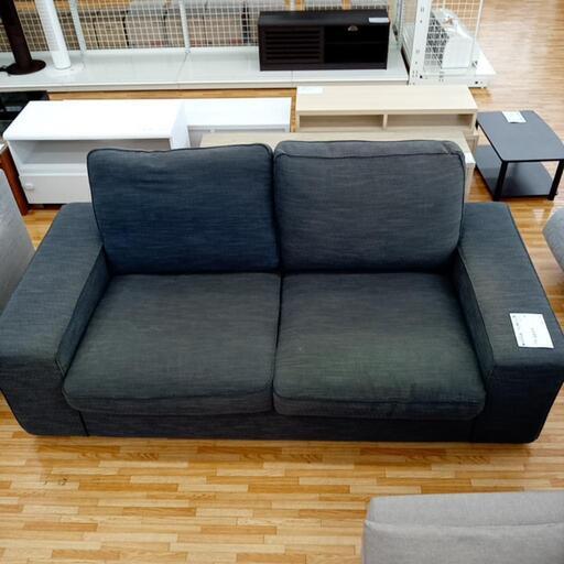 ★ジモティ割あり★ IKEA　二人掛けソファー　ブラック　クリーニング済　YJ3589