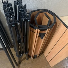 キャンプアウトドアセット キャンプテーブル1、折り畳み椅子2、ベンチ1