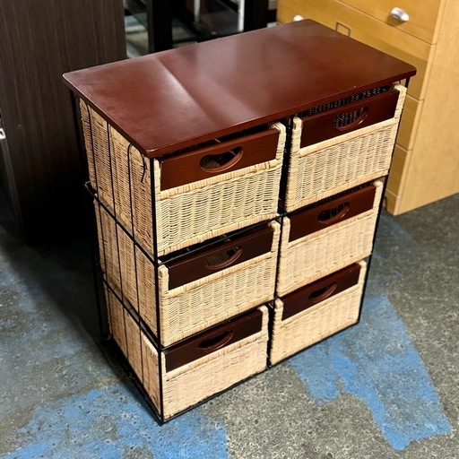 激安‼️ラタンチェスト3段家具収納A0075