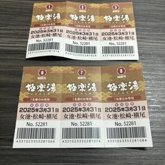 極楽湯  回数券×6枚