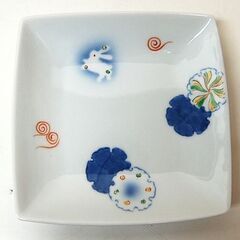 未使用保管品 有田焼 与山窯 雪輪兎 四角皿 幅15.5×奥行15.5㎝ 5枚セット 正角取皿 食器セット 元箱付き 札幌市 清田区 平岡の画像